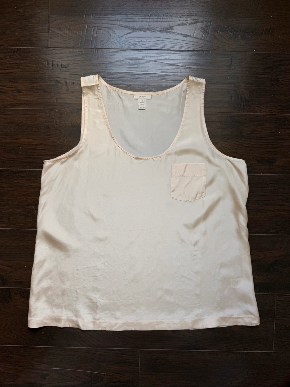 J.Crew 100% Silk Pocket Shell Tank Top Blush Champagne Pink Size 12